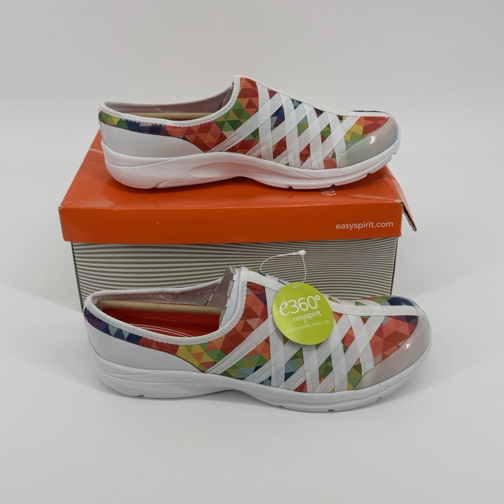 Easy Spirit Esquicket Womens 9.5W Multicolor Geometric Comfort Gel Sneakers Mule